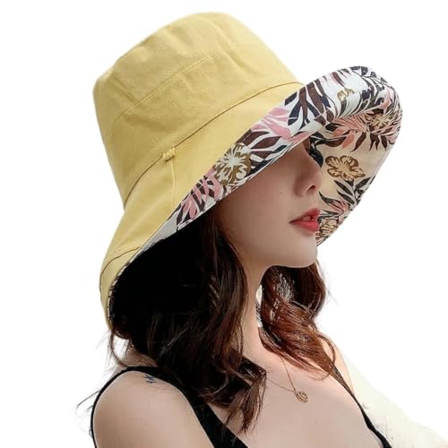 FaroDor Women's Reversible Bucket Hat UV Protection Packable Travel Cap Wide Brim Sun Hats 2026 - color: 2floral-yellow