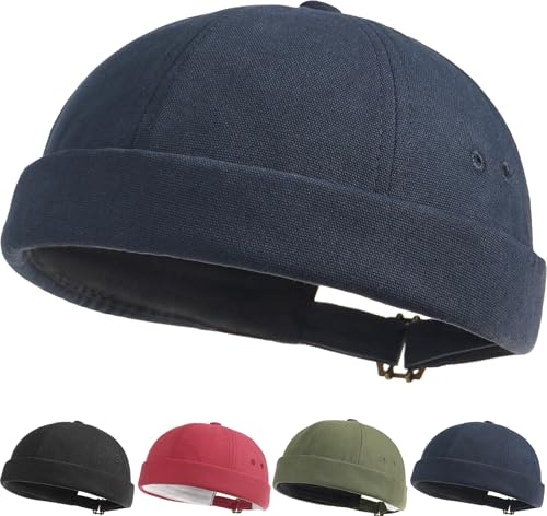 Initlove Mens Brimless Docker Hat Vintage Sailor Hat Skullcap Beanie Cap - color: G Dark Grey