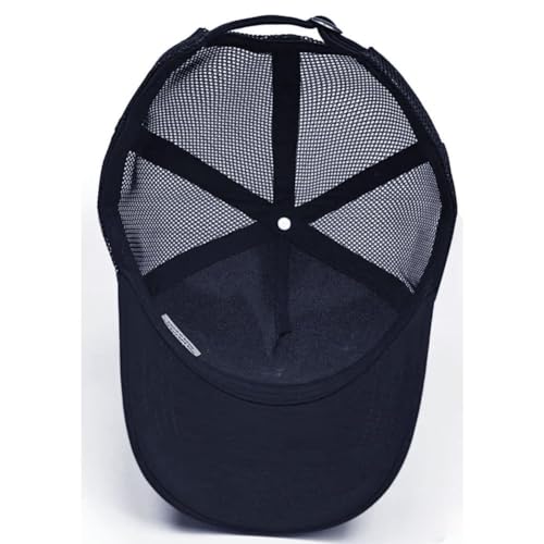 Oversize XXL Mesh Trucker Hat for Men Big Head High Crown Baseball Cap - color: Dark Blue