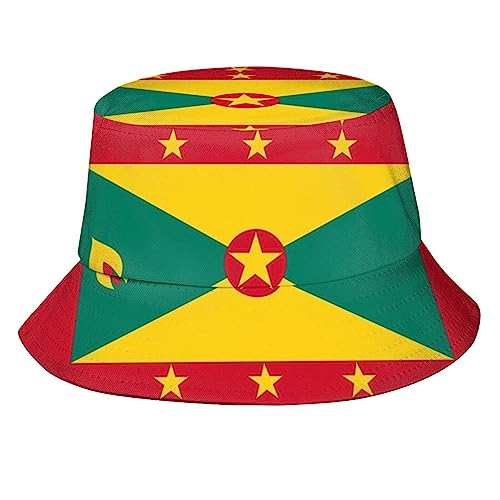 Cute Funny Flag Bucket Hat Packable Fashion Sun Cap Outdoor Flag Fisherman Hat for Women Men Boys Girls - color: Grenada National Flag/S010