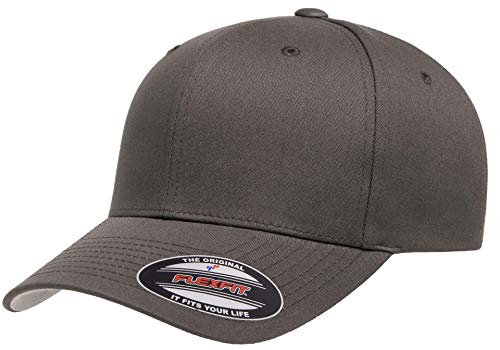 Flexfit 5001 Standard Cotton Twill 6-Panel Fitted Baseball Cap - color: Dark Grey, size: Small-Medium