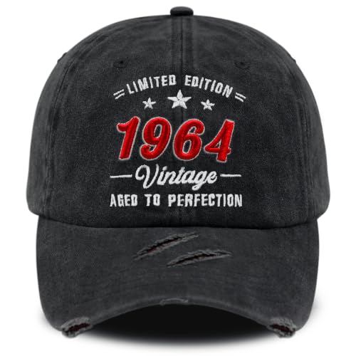 3D Embroidered Birthday Vintage Baseball Cap for Men Women, Washed Distressed Classic Cotton Adjustable Ideal Hat - color: 1964 Year