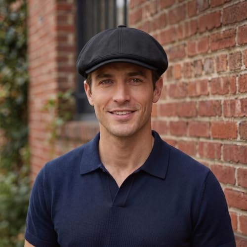 ZLYC Newsboy Cap for Men Summer Flat Cap Lightweight Beret Hat - color: Buckle Black