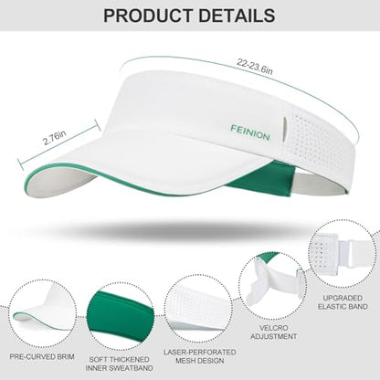FEINION Women Stretchy Sun Visor with Sunglass Slot Baseball Hat - color: White
