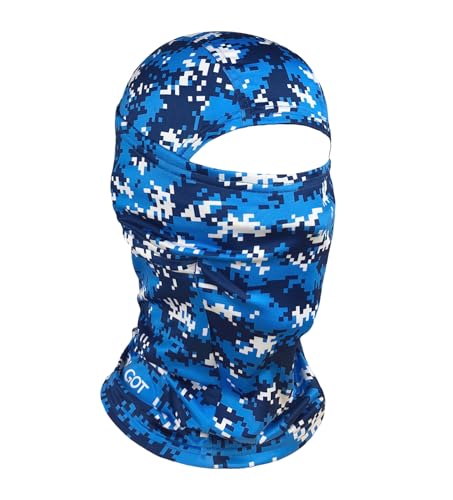 UPF 50+ Balaclava Ski Mask for Men Women - UV Face Mask Motorcycle Shiesty - color: Pixel Blue Camo