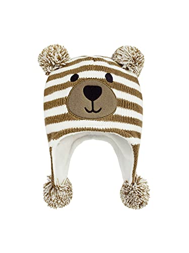 Baby Winter Hat Toddler Beanie Warm Fleece Lined Earflap Cap with Pom Pom - color: O1pc Bear Coffee, size: 1-2T