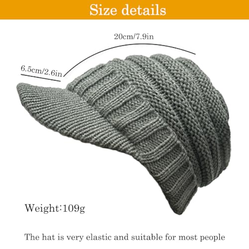 XYIYI Beanie Tail Winter Warm Knit Messy High Bun Ponytail Hats Visor Beanie Cap - color: A Grey