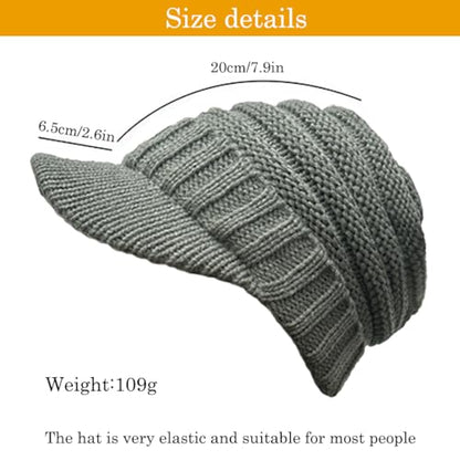 XYIYI Beanie Tail Winter Warm Knit Messy High Bun Ponytail Hats Visor Beanie Cap - color: A Grey