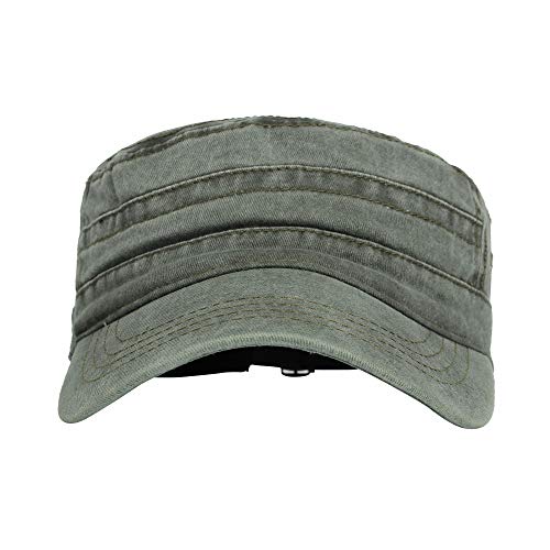 WITHMOONS Washed Cotton Cadet Cap Vintage Military Army Hat Mens Womens KZ40037 - color: Green