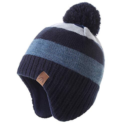 Moon Kitty Baby Boys Hats Toddler Beanies for Boys Winter Fleece Winter Hat Boys - color: Blue Stripe, size: 3-5T