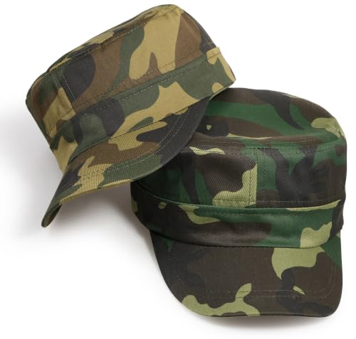 Initlove Cadet Army Cap Military Unisex Flat Top Hat for Men Women - color: Camo Green