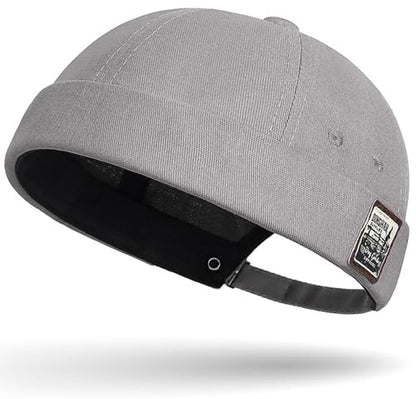 DIYDECAL Brimless Docker Cap,Skullcap Beanie, Retro Sailor Hat for Mens Womens - color: Grey