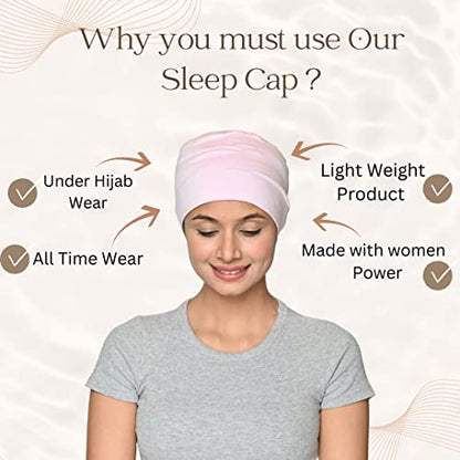 Chemo Hats Solid Sleep Cap Women's Bamboo Soft Headwear Cancer Cap Chemo Headwear Women - color: Pink