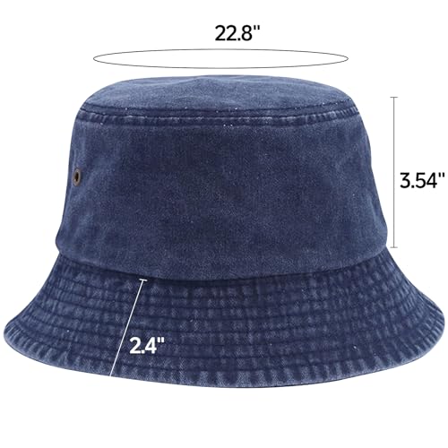 Everyday Bucket Hat – Unisex Lightweight Trendy Cotton Hot Summer Fun Outdoor Vacation Boonie for Men and Women Denim - color: Dark Blue