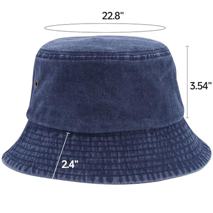 Everyday Bucket Hat – Unisex Lightweight Trendy Cotton Hot Summer Fun Outdoor Vacation Boonie for Men and Women Denim - color: Dark Blue
