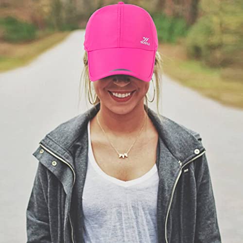 Running Hat Mesh Quick Dry Hat Baseball Cap for Women Men - color: Black-rosered-lakeblue