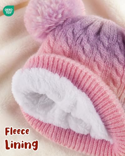 Toddler Winter Hat with Double Pom Pom Toddler Winter Beanie Hat for 3-8 - color: Multicolour