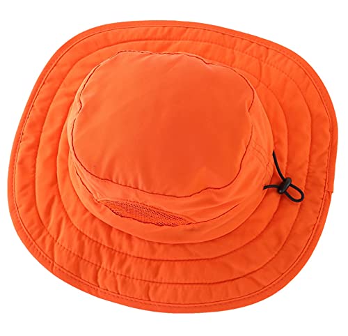 Connectyle Kids Sun Hat for Boys Girls Wide Brim Bucket Hat UPF 50+ Sun Protection Hat Breathable Summer Beach Hat - color: Orange