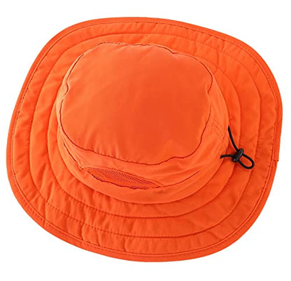 Connectyle Kids Sun Hat for Boys Girls Wide Brim Bucket Hat UPF 50+ Sun Protection Hat Breathable Summer Beach Hat - color: Orange