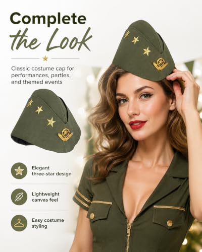 PRETYZOOM Flight Attendant Hat Three Stars Wheat Berets Cap Sailor Cap Dancing Hat Costume Accessories - color: Green