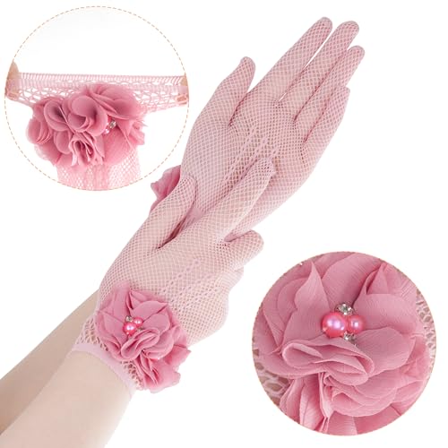 Pistha Fascinators Hats for Women and Tea Party Gloves for Tea Party Dress - color: Nude Pink