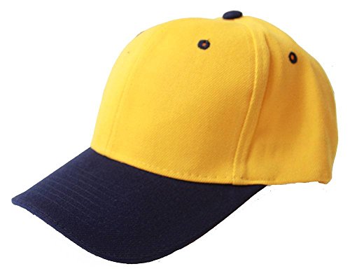 TOP HEADWEAR Adjustable Baseball Structured Cap Hat - color: Gold / Navy