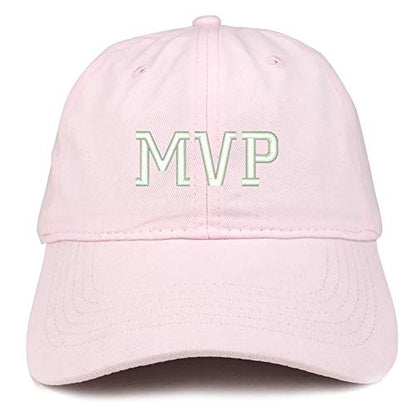 Trendy Apparel Shop MVP Embroidered Unstructured Cotton Dad Hat - color: Light Pink