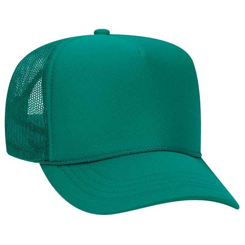 Ashen Fane Kids' Polyester Foam Front 5 Panel High Crown Mesh Back Trucker Hat - color: Jade