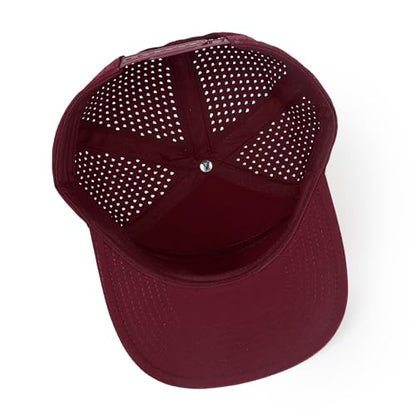 Quick Dry Baseball Cap Flat Brim Snapback Golf Hat for Men Women - color: Navy+white+burgundy