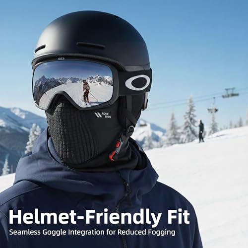 ROCKBROS Fleece Breathable Balaclava Ski Mask for Men Women Windproof - color: Black