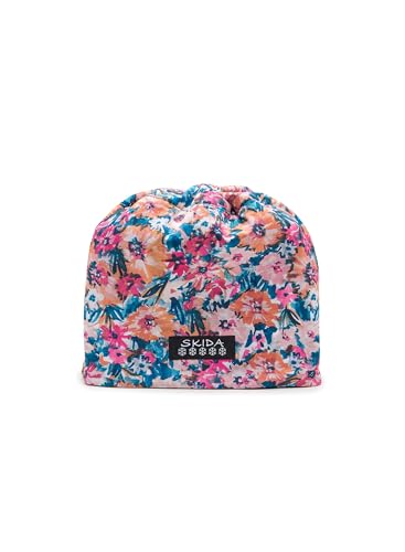 Skida Women and Men's Stretch Fit Fleece Lined Beanie Ski Hat - Performance Lightweight Fabric, Ideal for Winter Sports - color: Multicolor Floral, size: Small-Medium
