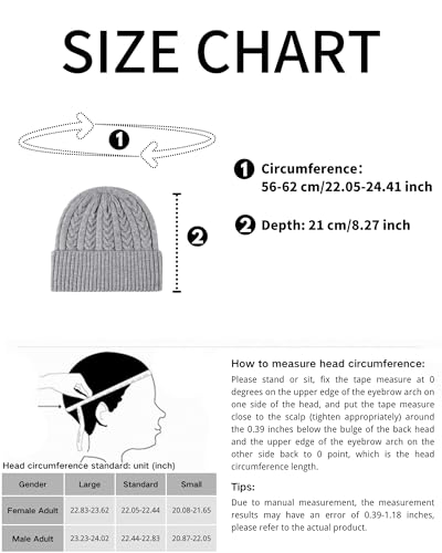 Winter Cable Knit Hat Elasticity Cuffed Thick Soft Beanie Skull Cap for Women Men - color: Black