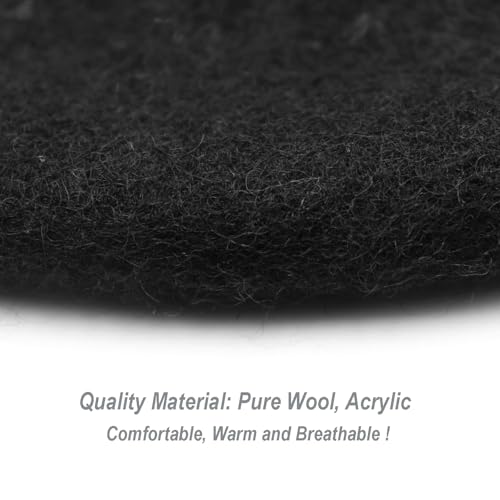Wheebo Berets for Kids Wool French Beret Hats Artist Painter Hats for Little Girls Boys Solid Color Style - color: Black