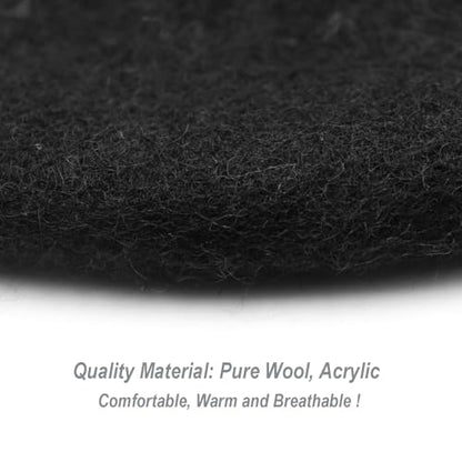Wheebo Berets for Kids Wool French Beret Hats Artist Painter Hats for Little Girls Boys Solid Color Style - color: Black