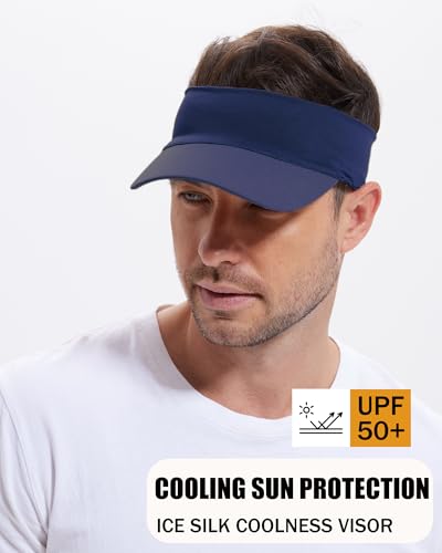 Cooling Sun Stretchy Visor Hat for Men Women,Soft Headband Visors - color: 1-navy Blue
