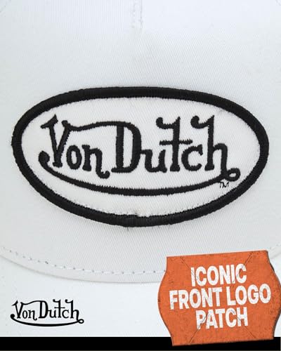 Von Dutch Unisex Trucker Hat - Retro Classic Solid Color Mesh Back Snapback Baseball Cap for Men & Women. - color: White