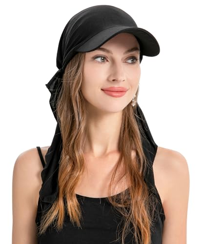 ZLYC Chemo Headwear for Women Brim Visor Head Scarf Pre Tied Headwraps Lightweight Skull Cap - color: Solid Black
