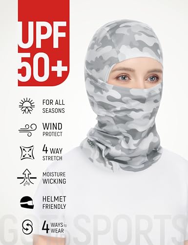 UPF 50+ Balaclava Ski Mask for Men Women - UV Face Mask Motorcycle Shiesty - color: Jigsaw Snow