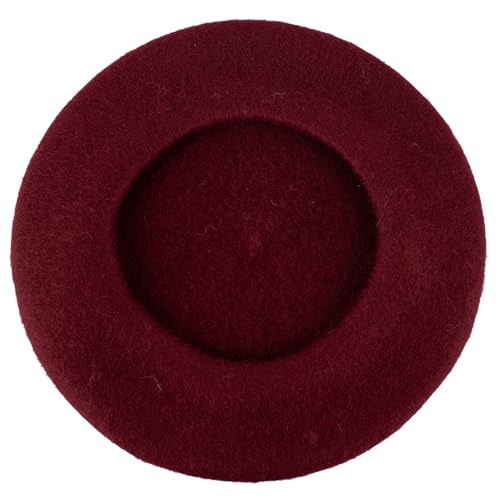 ZAKIRA Wool French Beret for Men & Women, Plain - color: Burgundy