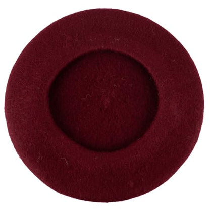 ZAKIRA Wool French Beret for Men & Women, Plain - color: Burgundy