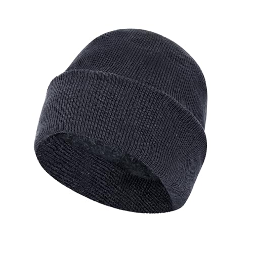 ZH 6 Pack Men's Winter Knit Beanies with Fleece Lining, Warm Stretchy Skull Caps for Cold Weather, Unisex Thermal Hats - color: Dark-gray