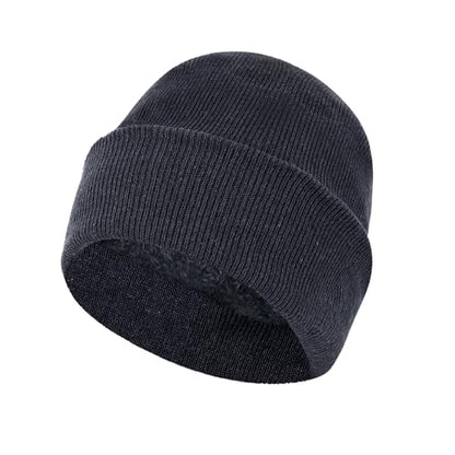ZH 6 Pack Men's Winter Knit Beanies with Fleece Lining, Warm Stretchy Skull Caps for Cold Weather, Unisex Thermal Hats - color: Dark-gray