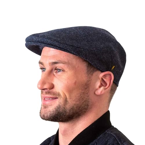 Hatman of Ireland 100% Wool Flat Cap Handmade in Ireland - color: Navy, size: X-Large