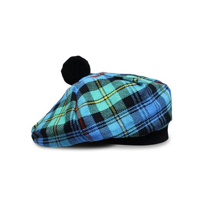 Scottish Tam O’ Shanter Hat Tartan Bonnet Pom Pom Wool Flat Cap One Size - color: Baillie Ancient