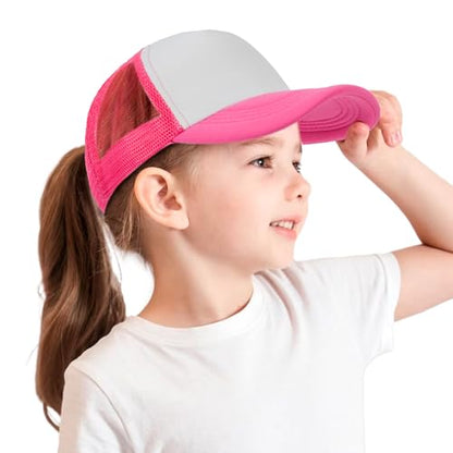 Kids-Girls-Trucker-Hat Adjustable-Baseball-Cap Toddler Mesh Sun Hats 2-6Y - color: Red