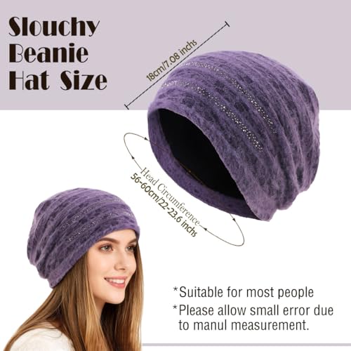Crochet Slouchy Beanie Hat Turbans Headware for Women - color: Bea18 - Purple