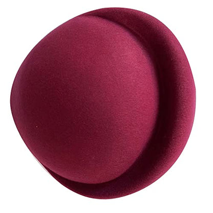 YING LAN Women Wool Cap Stewardess Pillbox Hat Fascinator Base - color: Wine Red