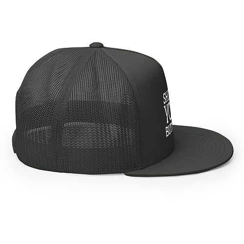 Show Me Your Butthole Premium Trucker Hat Flat Bill High Crown Adjustable Funny Cap - color: Charcoal