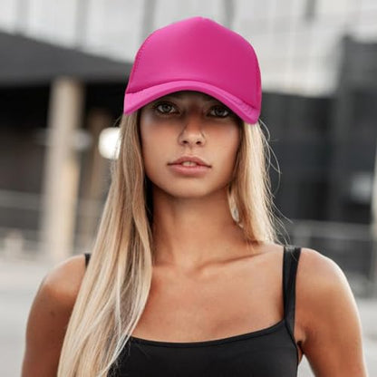 Ultrafun 10 Pack Trucker Hat Mesh Sublimation Blank Hats Adjustable Baseball Caps Hats for Men Women - color: Rose Red