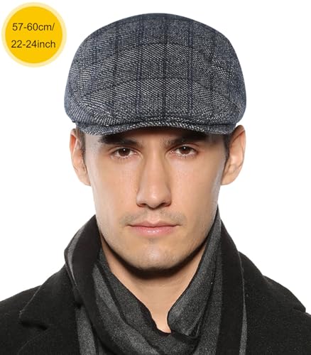 Sumolux Mens Newsboy Hat Flat Cap Gatsby Lvy Irish Hats Driving Cabbie - color: D Gray